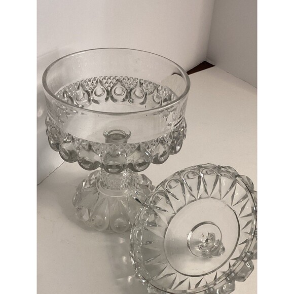 VTG EAPG Glass REVERSE TORPEDO Lidded Compote Bowl Dalzell Gilmore Leighton - Picture 2 of 4